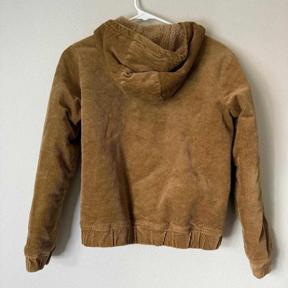 Gap Kids Boys Tan Brown Corduroy Sherpa Lined Hooded Jacket Size L 10-11